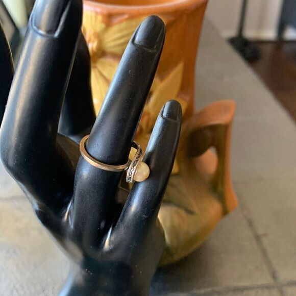 Vintage 12K GF Pearl Ring, in Silver, Stamped, Mint - Picture 4 of 5